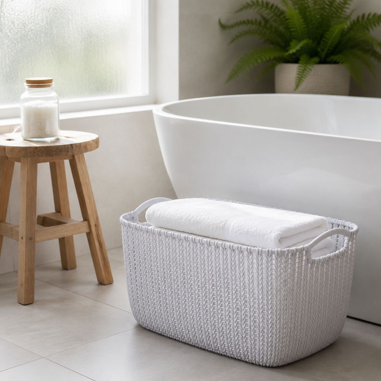 Plastic Dirty Laundry Basket, Large Clothes Storage Bucket, Bathroom Organizer Bin
