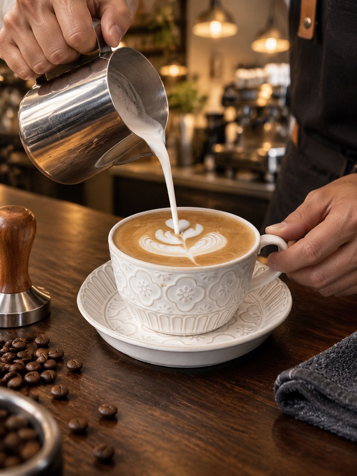 Elegant French-style coffee cup and saucer set for espresso and cappuccino