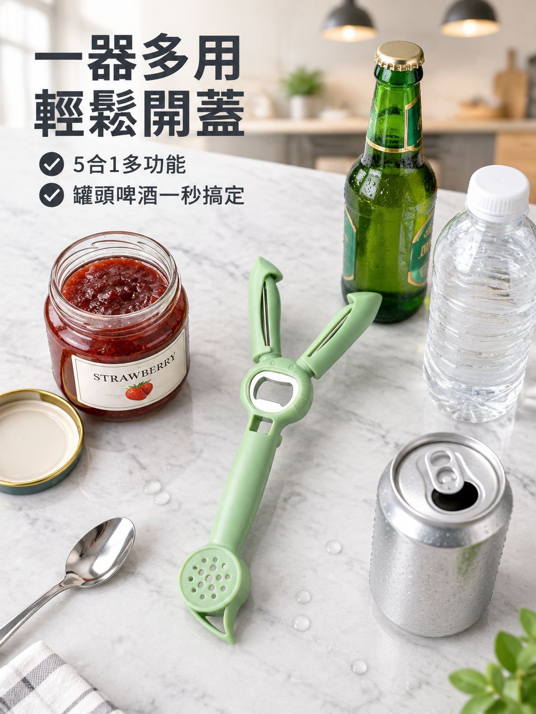 五合一厨房罐头瓶盖开启器