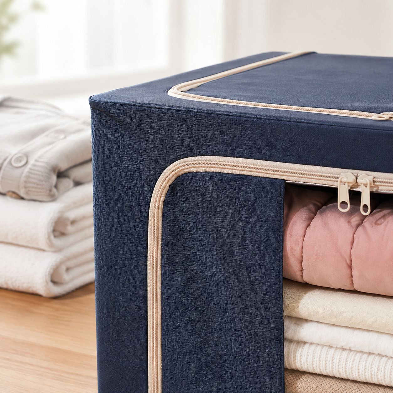 Steel structure clothing storage box with clear viewing window