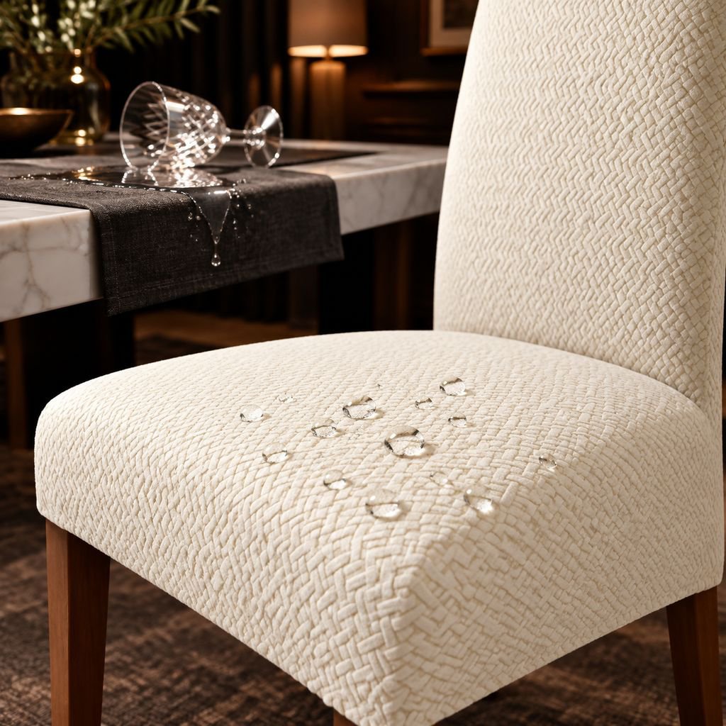 Chaise de salle à manger en tissu jacquard extensible, dossier haut, pour hôtel