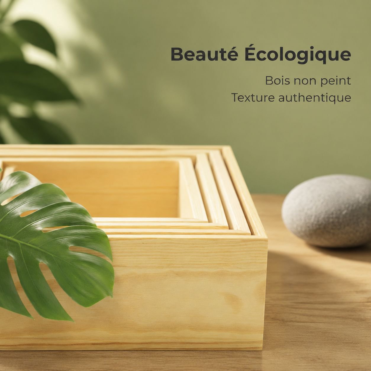Boîte de rangement de bureau en bois