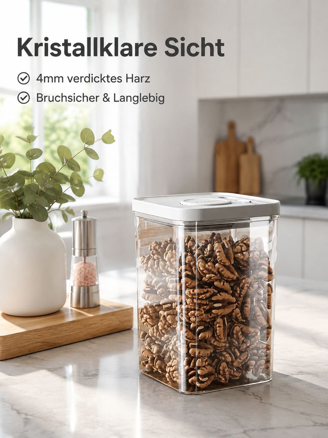 Transparente Getreide-Aufbewahrungsbox mit Druckverschluss und Vakuumversiegelung