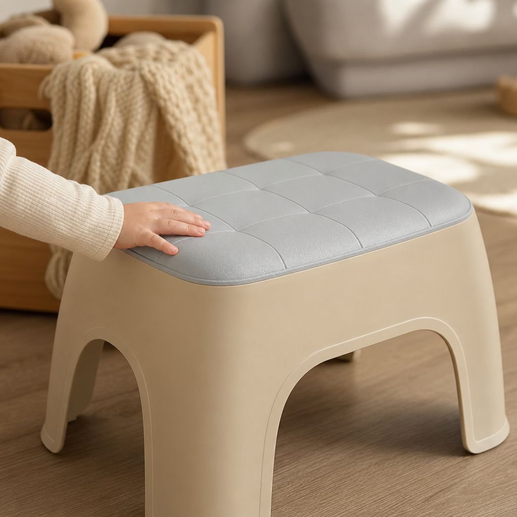 Non-slip shoe changing stool for toddlers