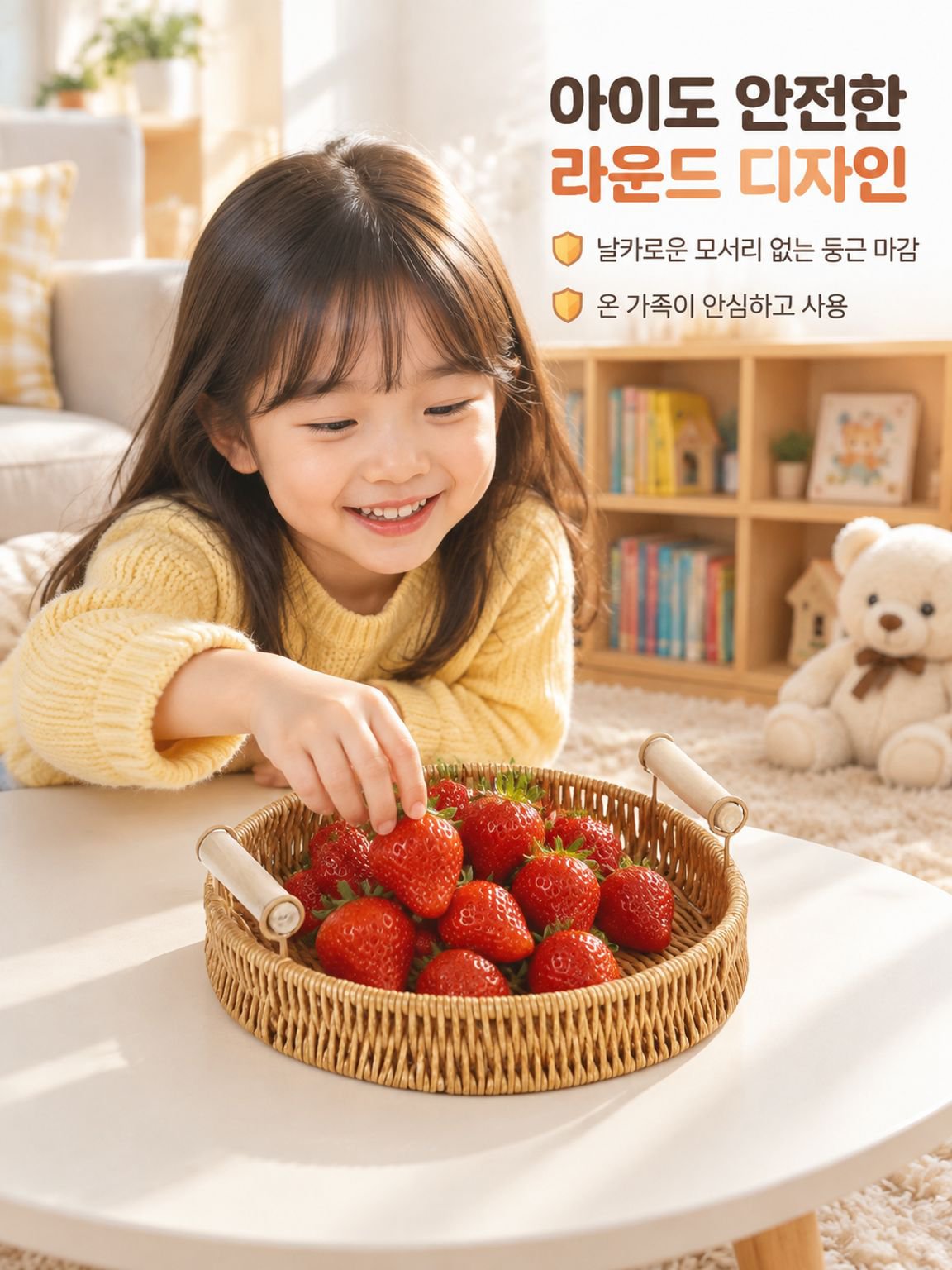 모조 덩굴 과일 쟁반 수공 뜨개질 광주리