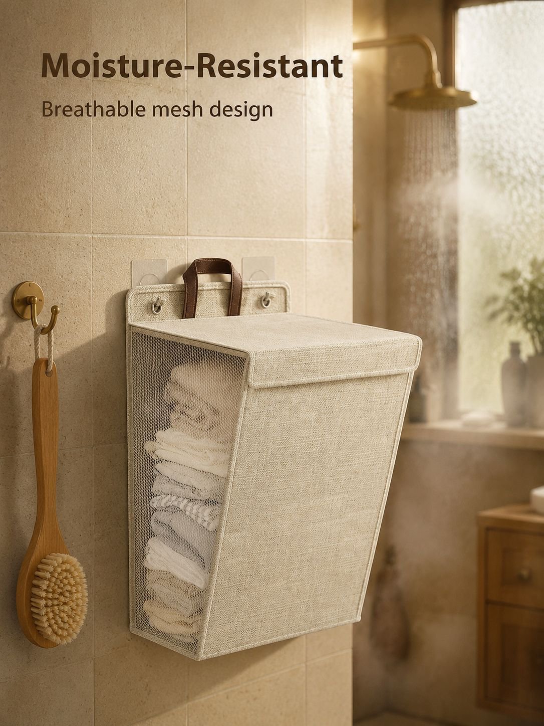Foldable cotton linen laundry basket for home