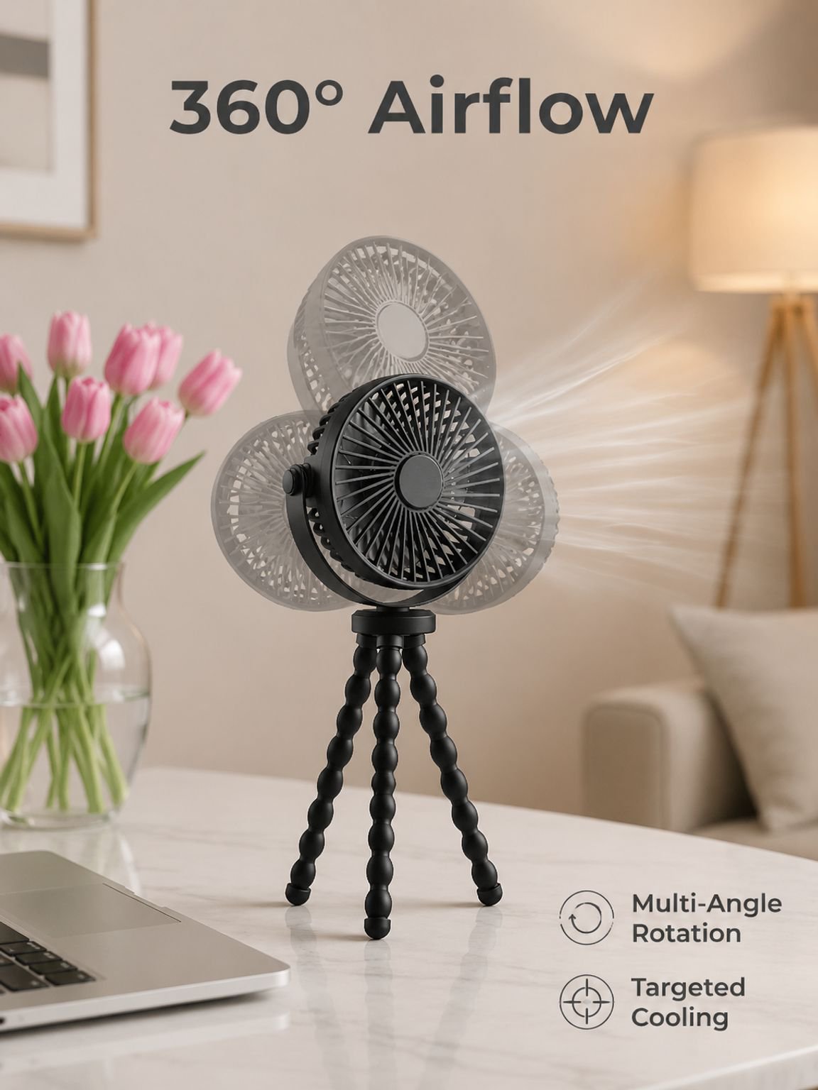 Desktop Fan Long Life Universal Octopus Fan Lasts All Day Portable Outdoor Wind Mute