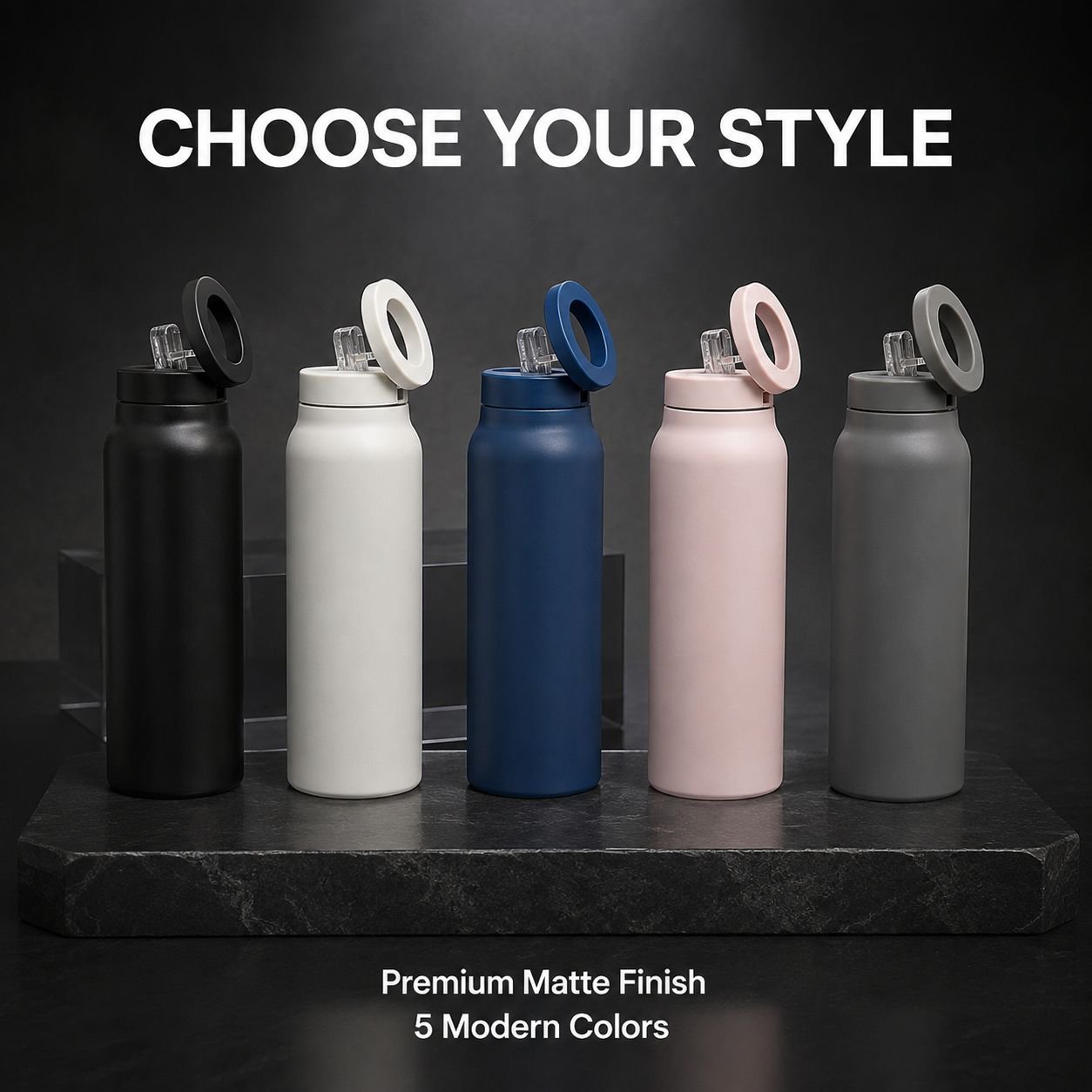 Multifunctional Magnetic Phone Stand Insulated Large Water Bottle