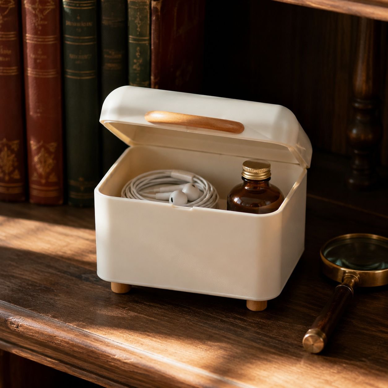 Compact iron storage box for travel and home