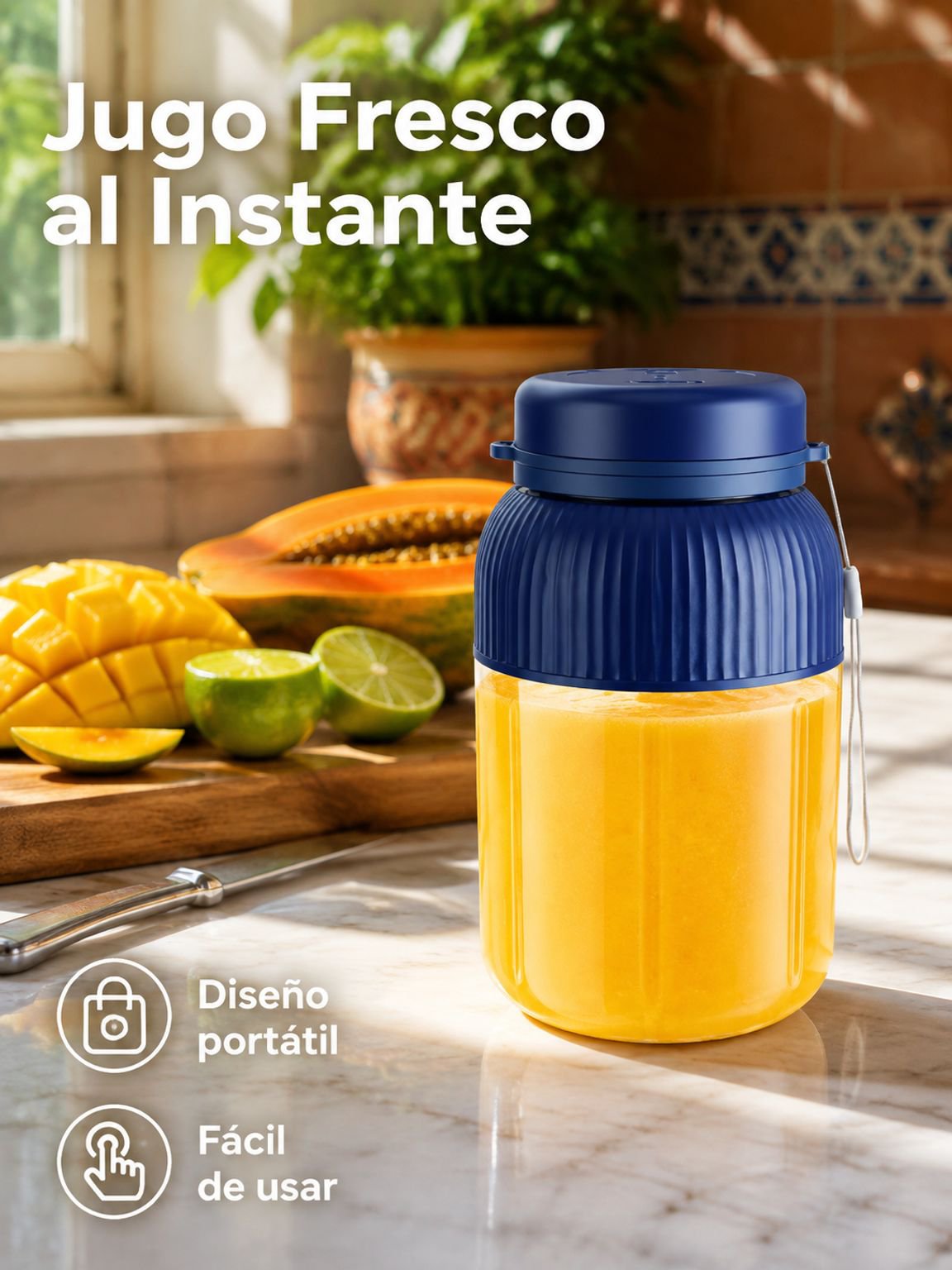 Vaso exprimidor inalámbrico recargable multifunción para jugos de frutas