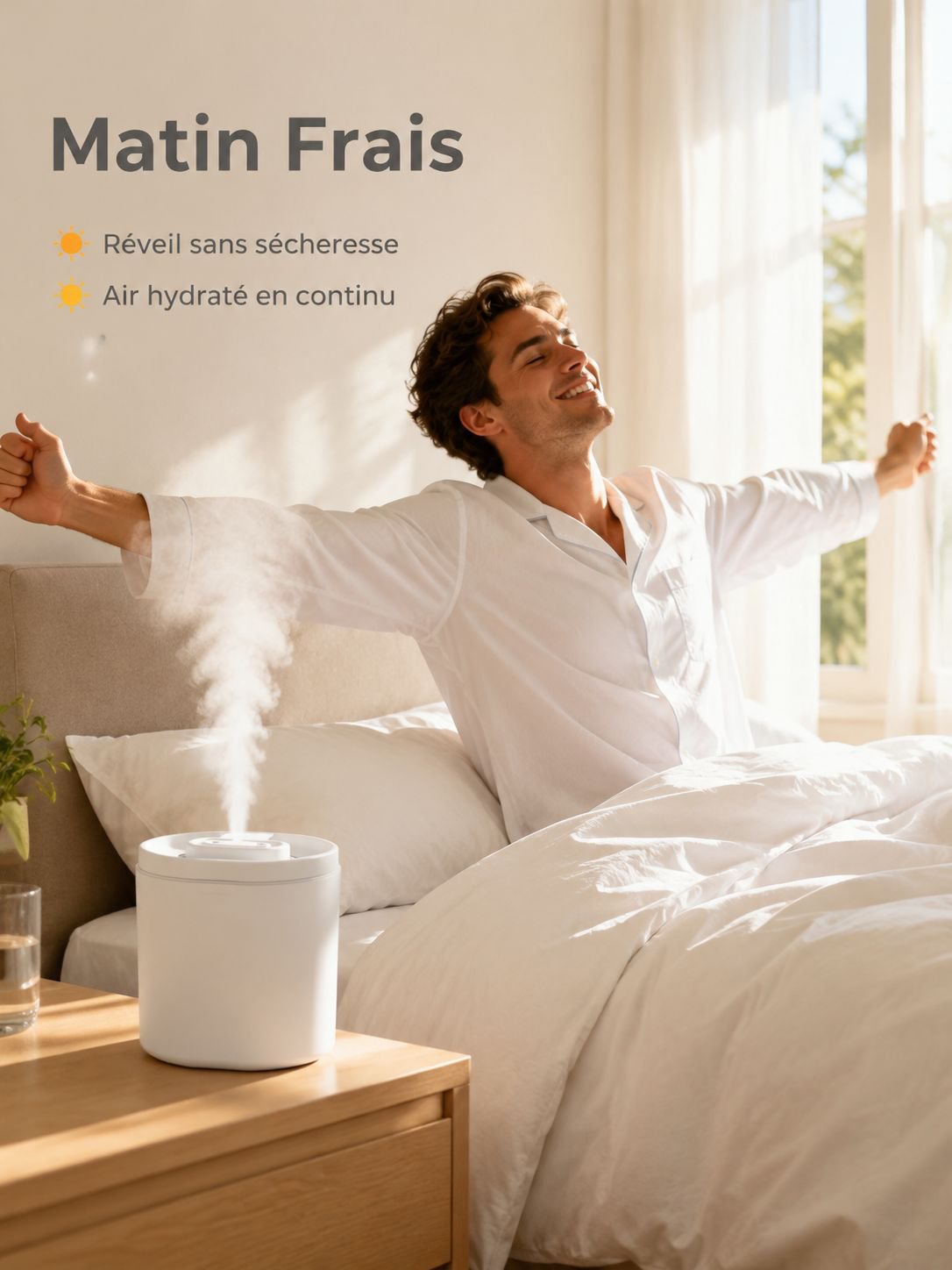 Humidificateur à double buse 6L grande capacité avec lampe d’ambiance pour maison et bureau