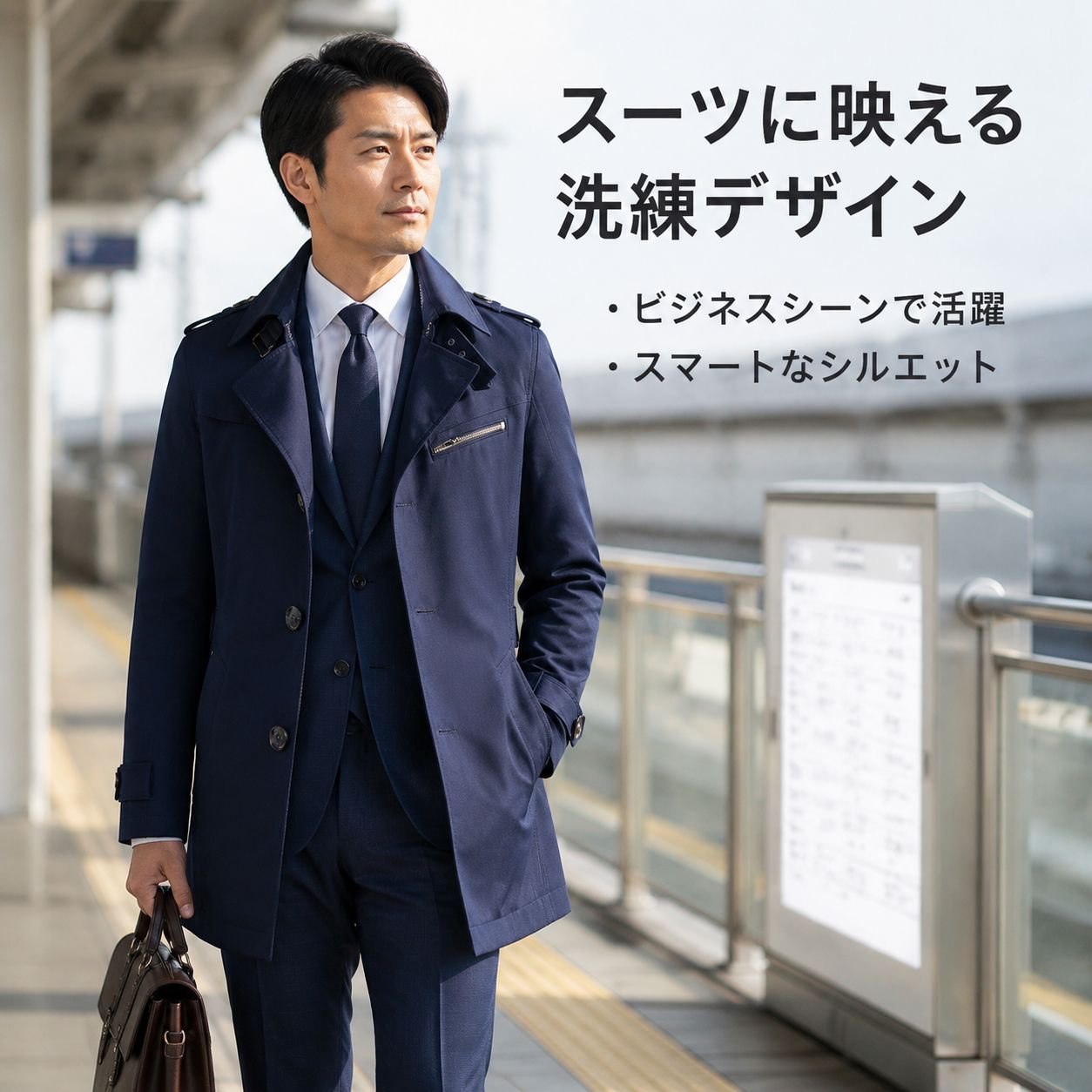 メンズ ピュアコットン ミドル丈 トレンチコート