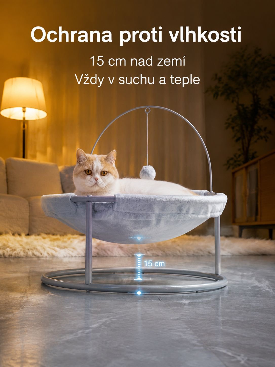 Houpací síť pro kočky, pelíšek pro kočky odolný proti vlhkosti