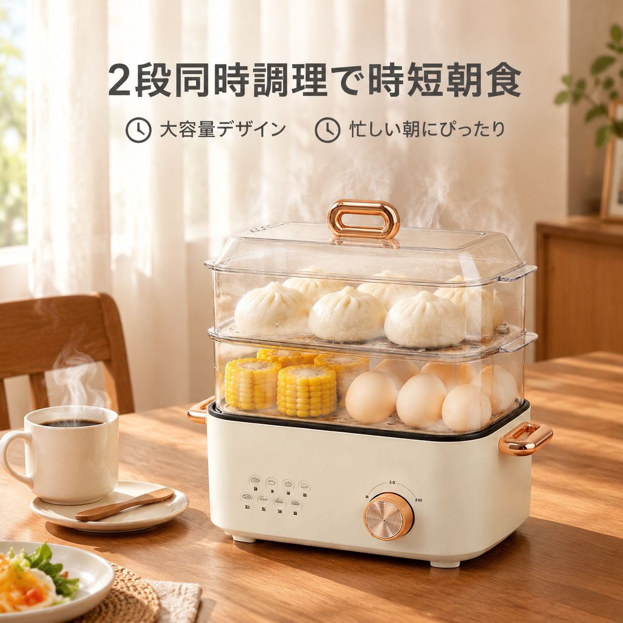 家庭用多機能電気蒸し器・大容量朝食マシン