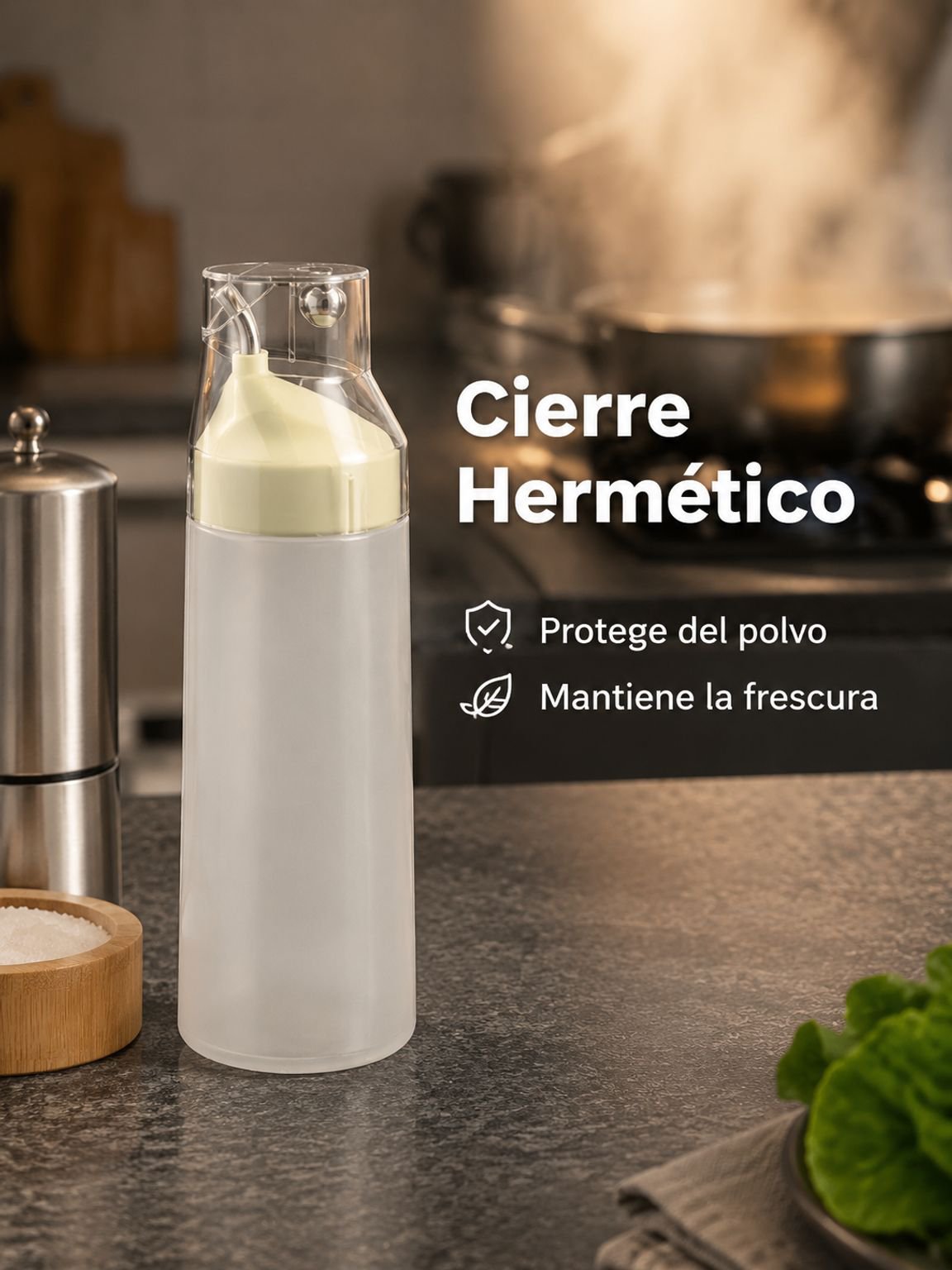 Botella de salsa de soja de vidrio