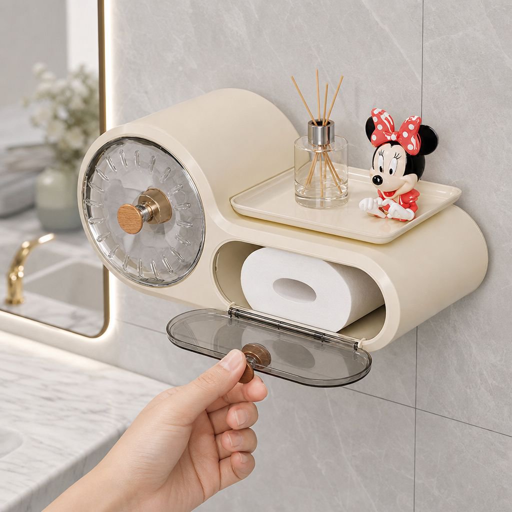 Multi-Use Waterproof Washstand Organizer holding toiletries