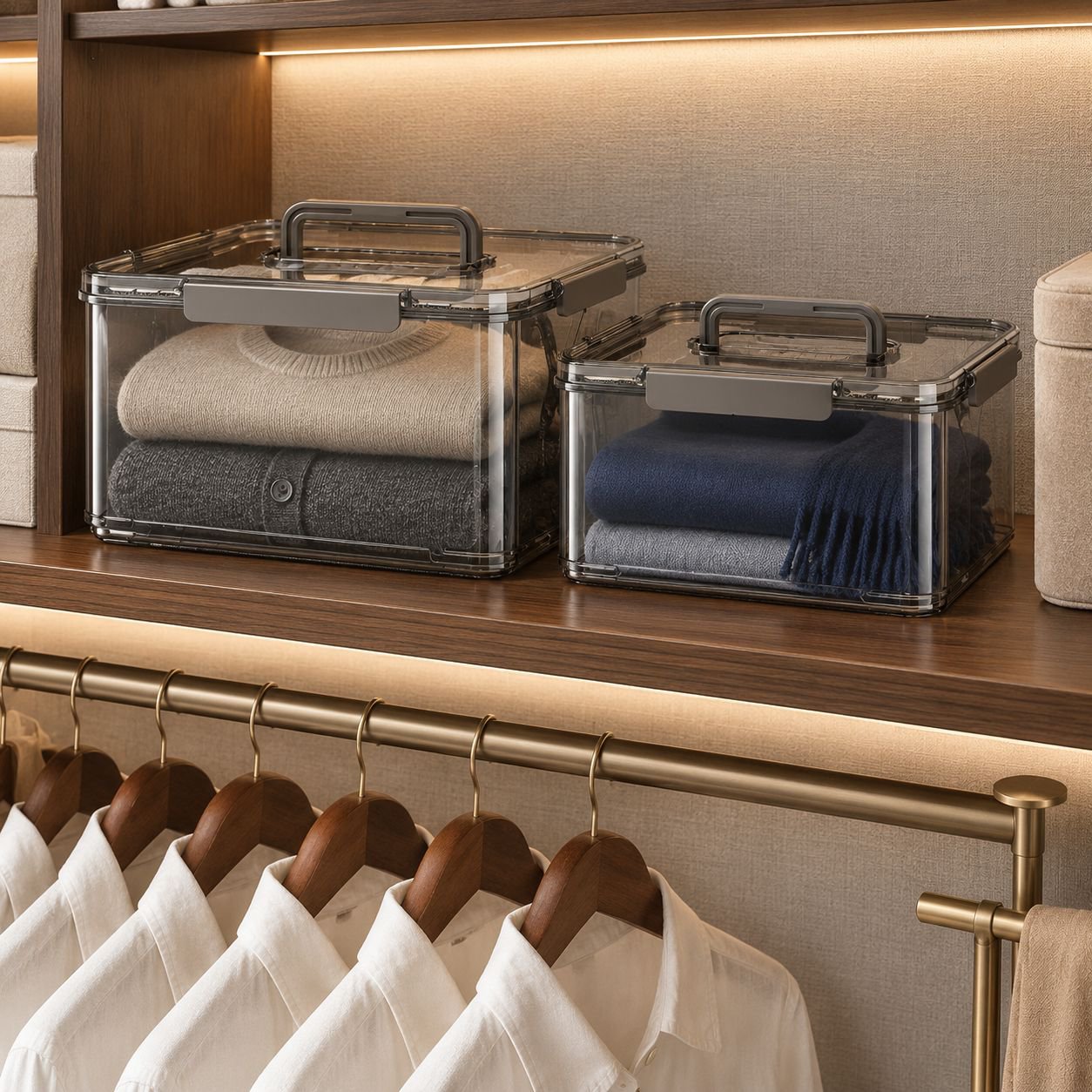 Clear storage box for easy item identification
