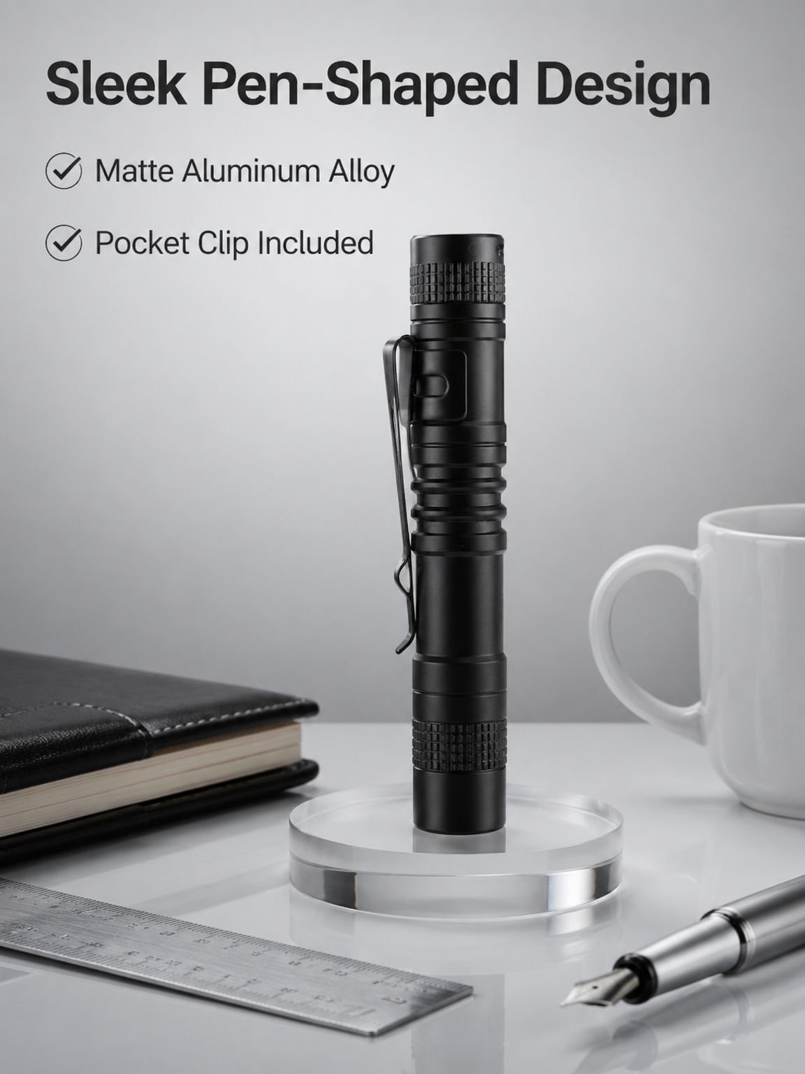 Mini XPE R3 LED Pen-Shaped High-Intensity Flashlight 3W Flashlight Pen Light Pen Clip Handheld