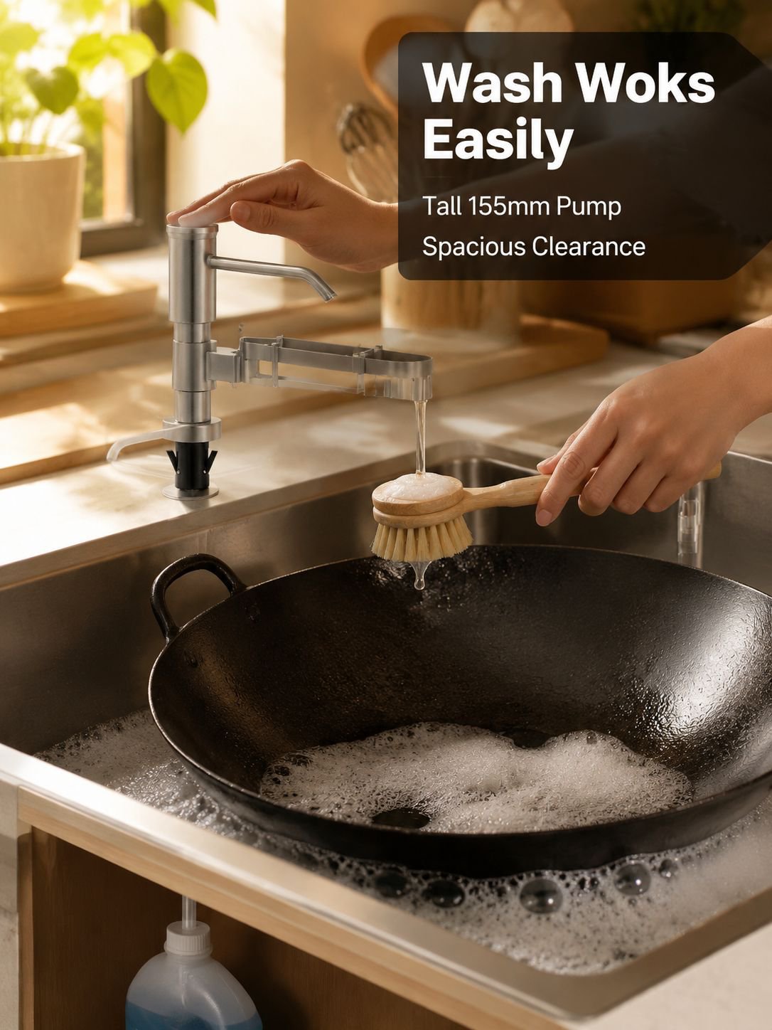 Extendable soap dispenser for sinks