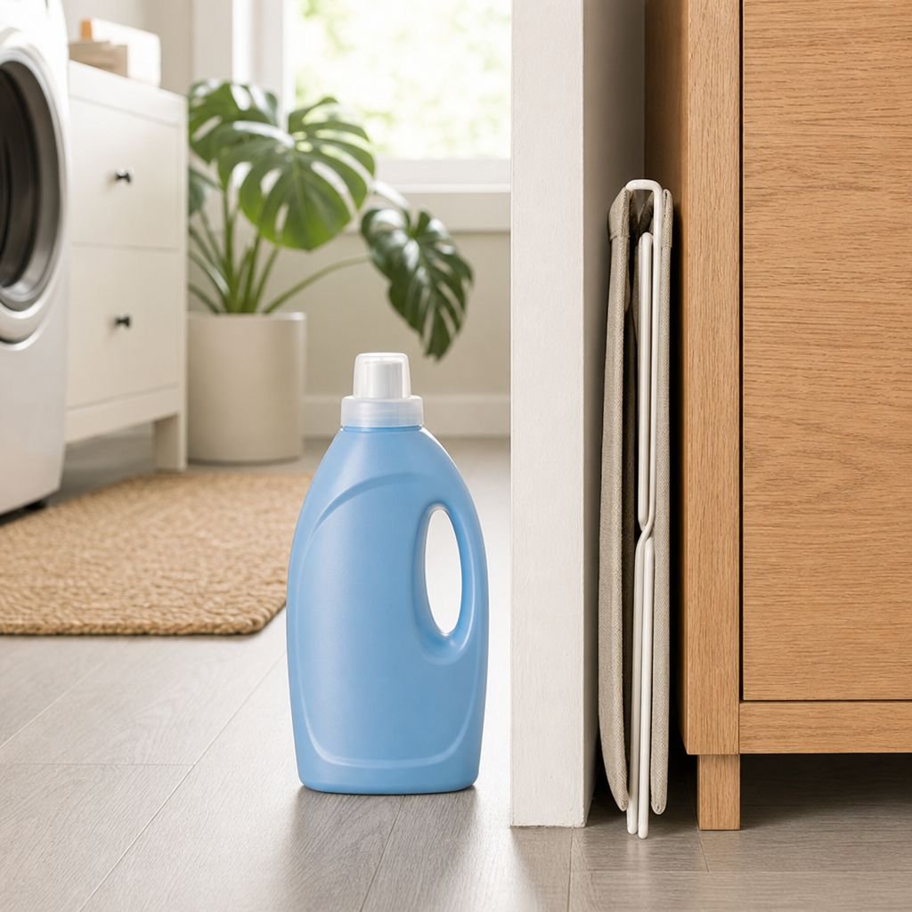 Compact laundry basket folded for storage