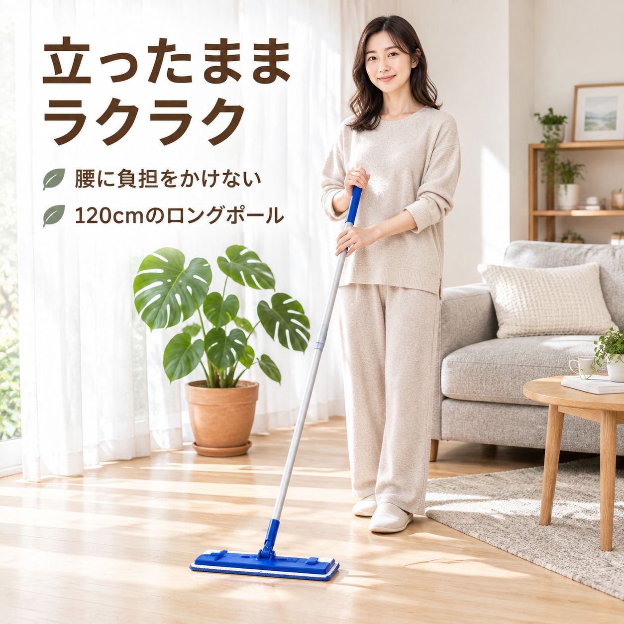 宝家洁 クロス挟み込み式 フラットモップ 乾湿両用 家庭用 モップ