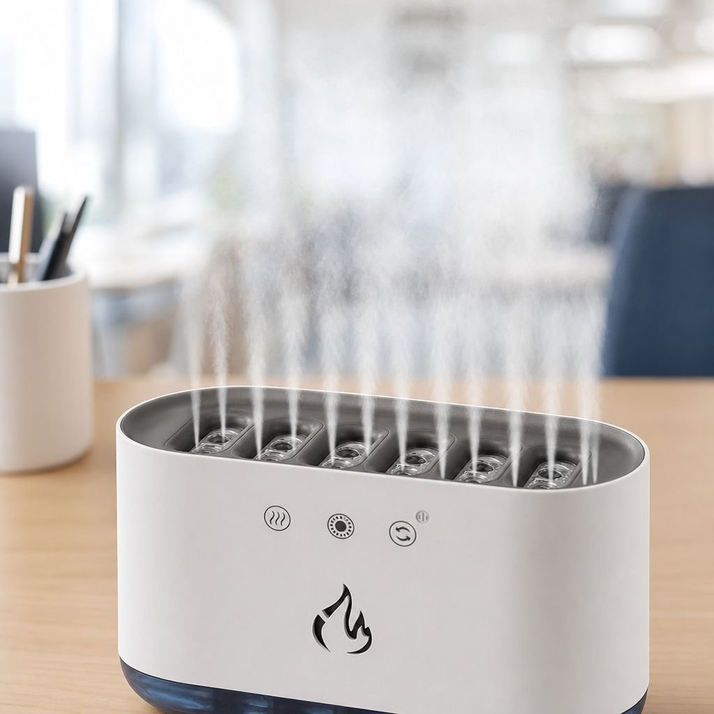 Diffuseur d'arômes multifonctionnel pour bureau avec effets lumineux et sonores