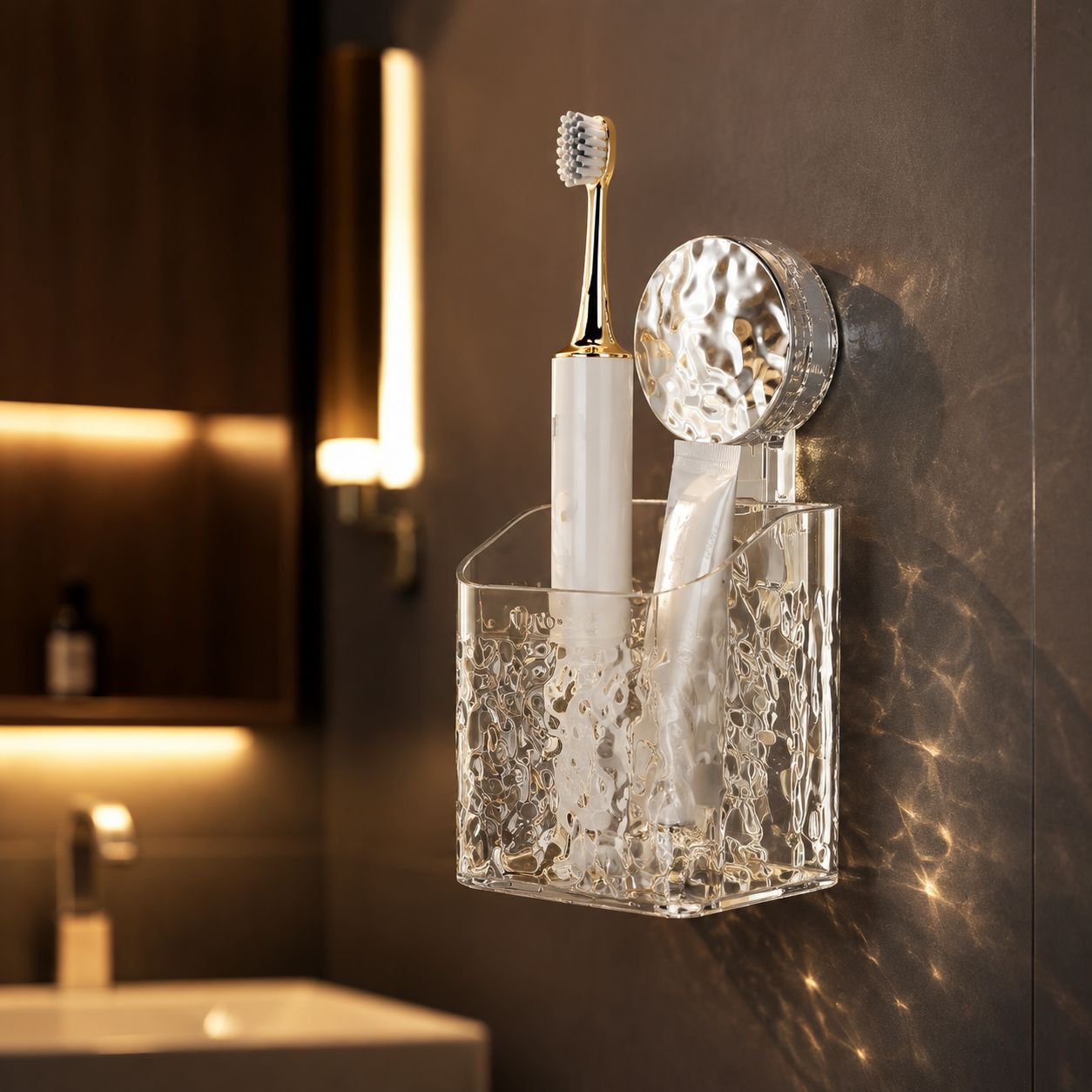 Makeup organizer with strong suction cup attachment