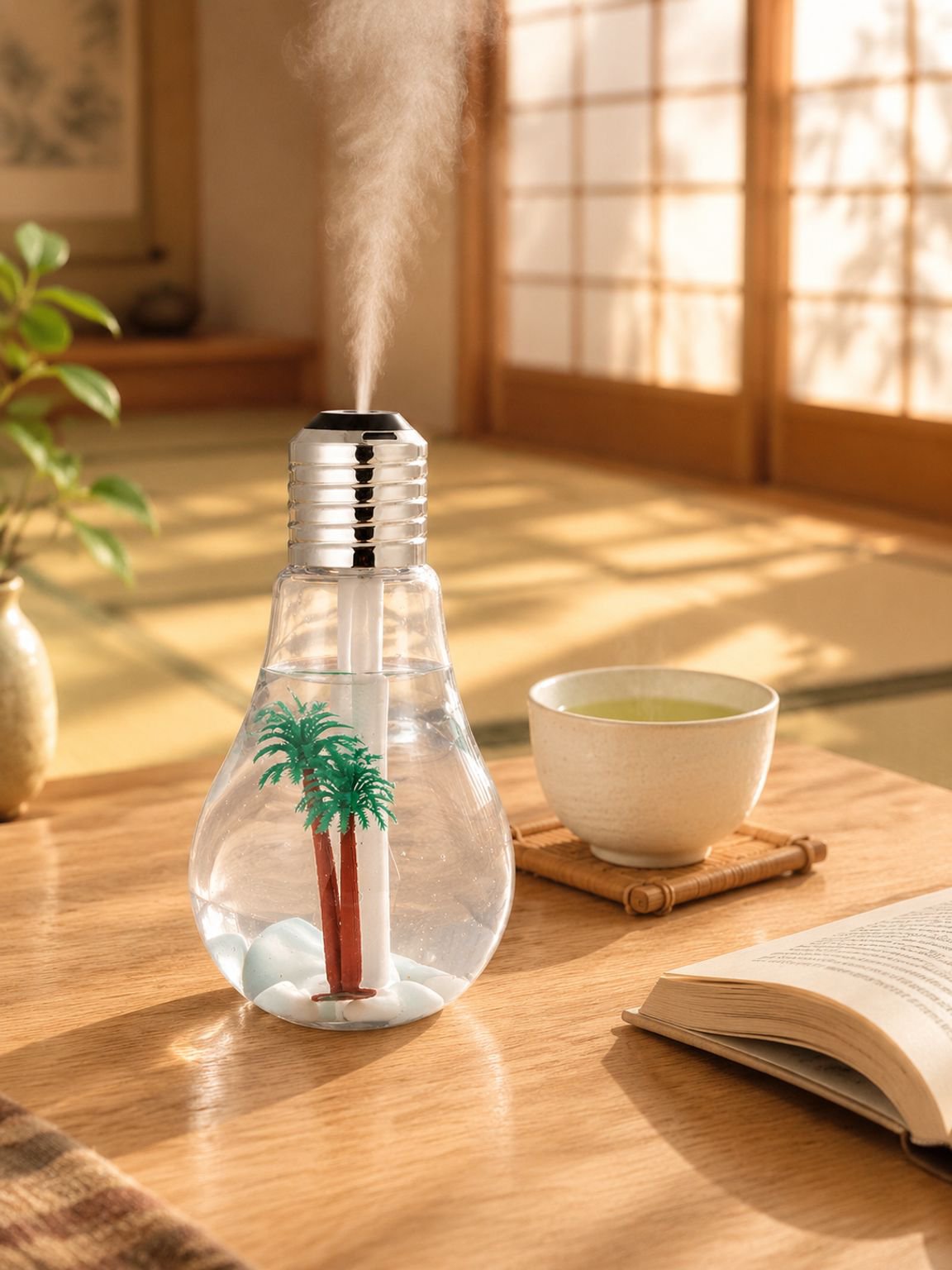 USB空気加湿器 - デスクトップ用七彩電球デザイン