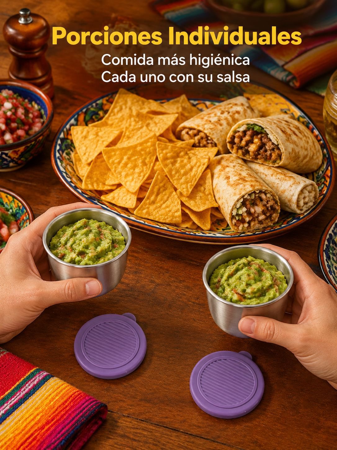 Caja de acero inoxidable para salsas para mojar