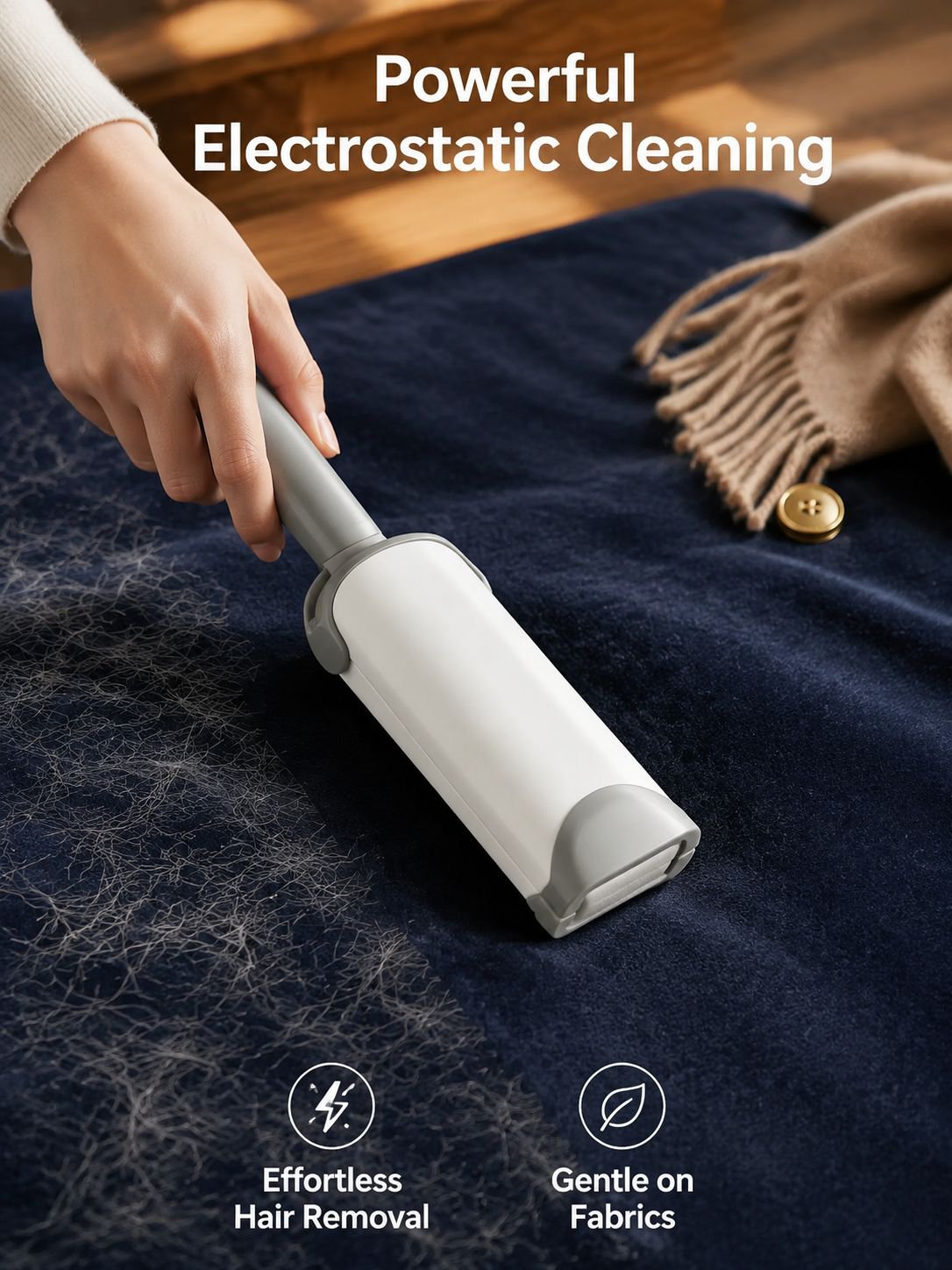 Lint Roller for Clothes, Pet Hair Electrostatic Remover with Storage Box