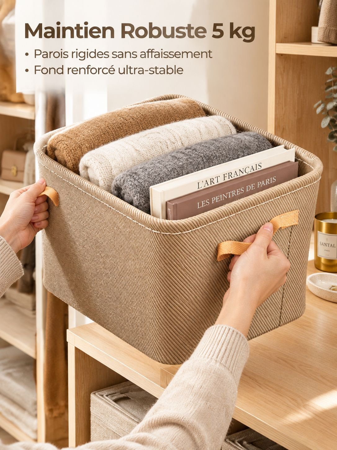 Panier de rangement pour chambre à coucher