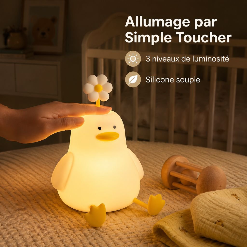 Canard fleur dormir avec petite veilleuse lit avec induction cadeau anniversaire enfant pat lampe jo