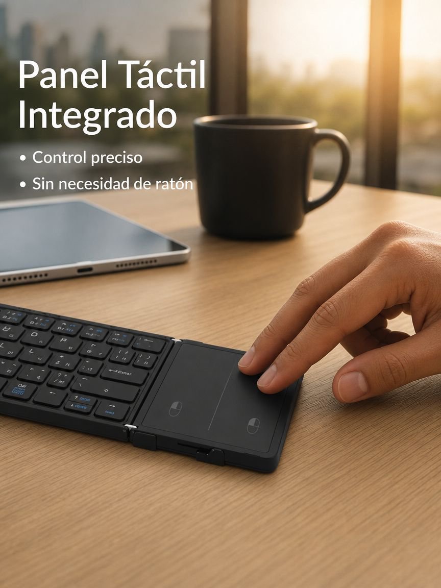 Teclado Bluetooth plegable doble con touchpad, conectable a laptop, tablet y móvil