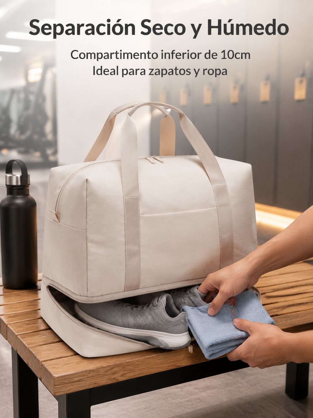 Bolsa portátil con separación de seco y húmedo