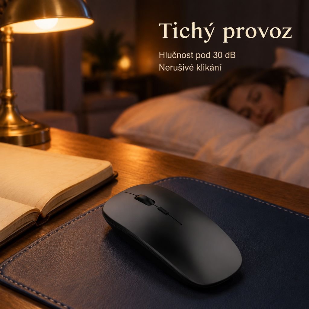 Bezdrátová tichá Bluetooth myš s duálním režimem a podsvícením
