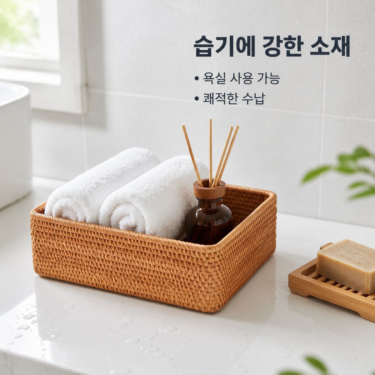 라탄 데스크탑 수납함