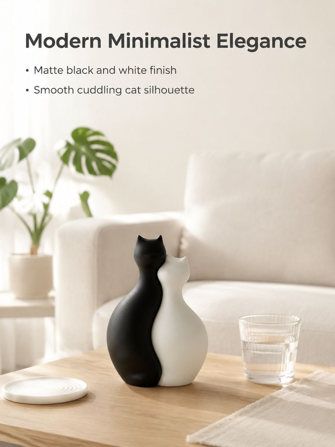 JMY-2 cat shaped vase in white on desktop