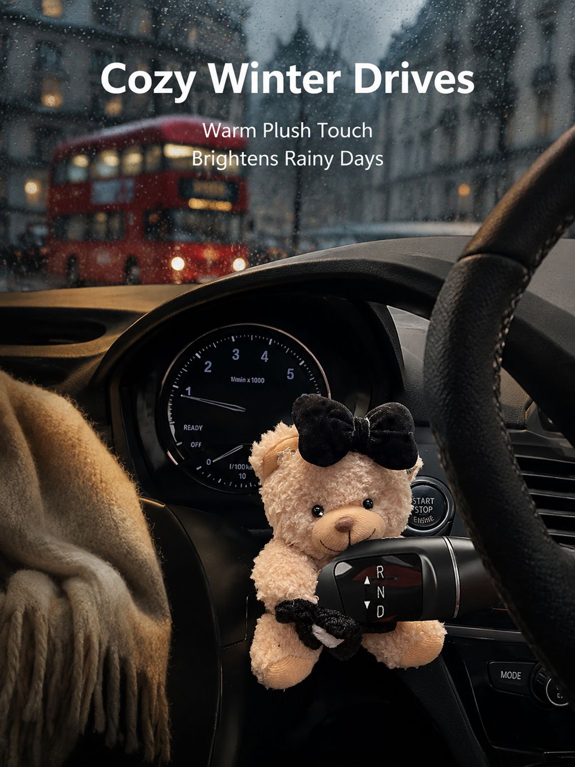 Cute bear-shaped gear shift lever steering wheel decoration