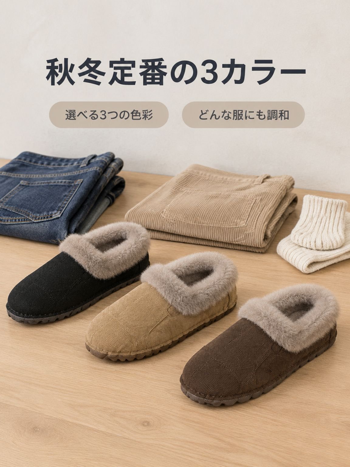 裏ボア付きポテト型ビルケン風スノーブーツ