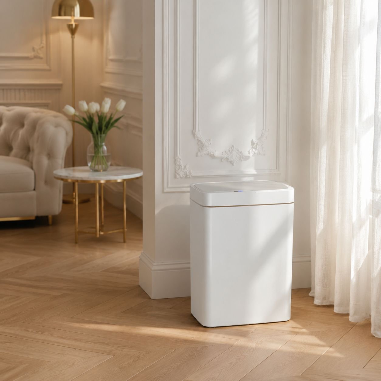 Poubelle à capteur automatique, sûre, économe en énergie, anti-collision, pour hôtel