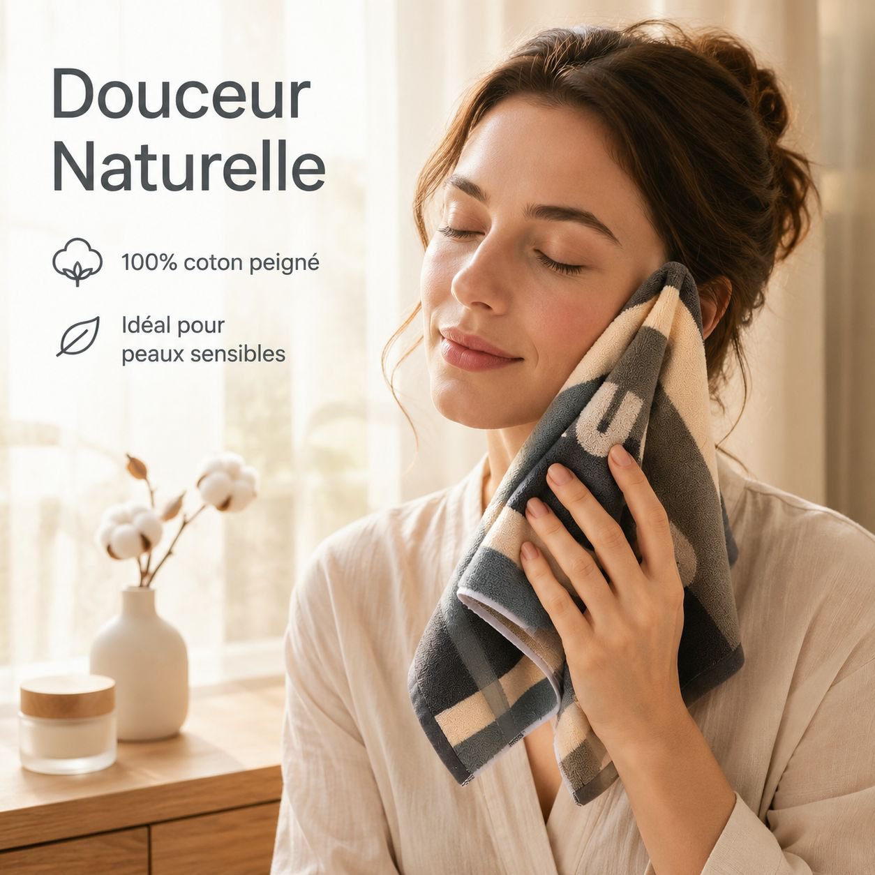 Serviette en coton pur unisexe pour la maison