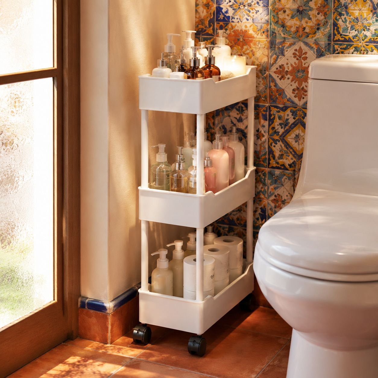 Carrito de almacenamiento de varios niveles para baño