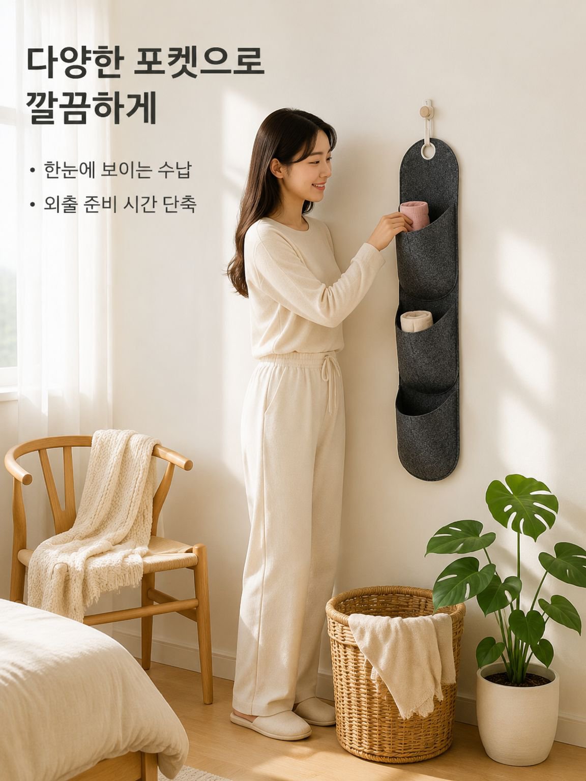 벽걸이 수납 주머니 옷장 펠트 정리 주머니