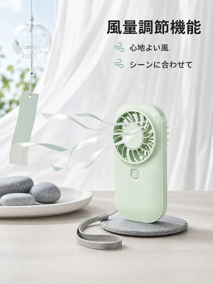 長時間バッテリー静音携帯ミニファン