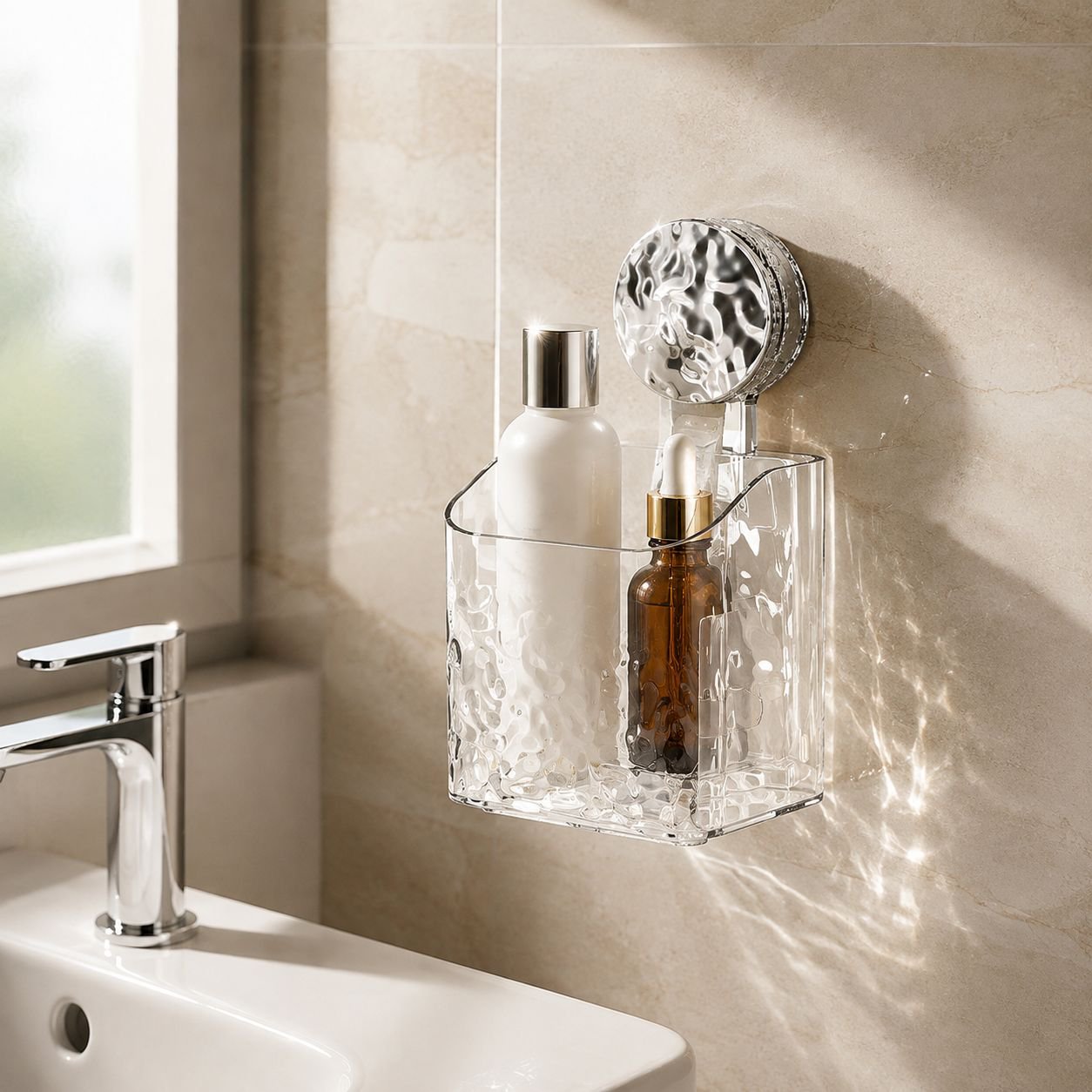 Home Suction Cup Glacier Pattern Makeup Organizer