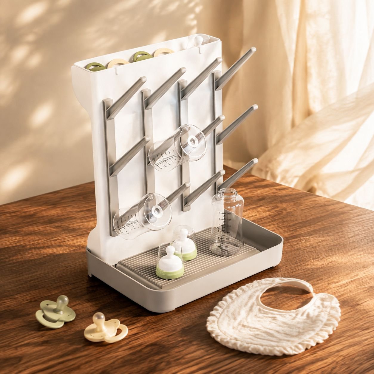 Organized baby bottle storage stand