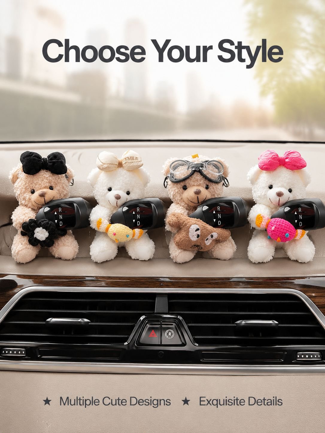 Cute bear-shaped gear shift lever steering wheel decoration