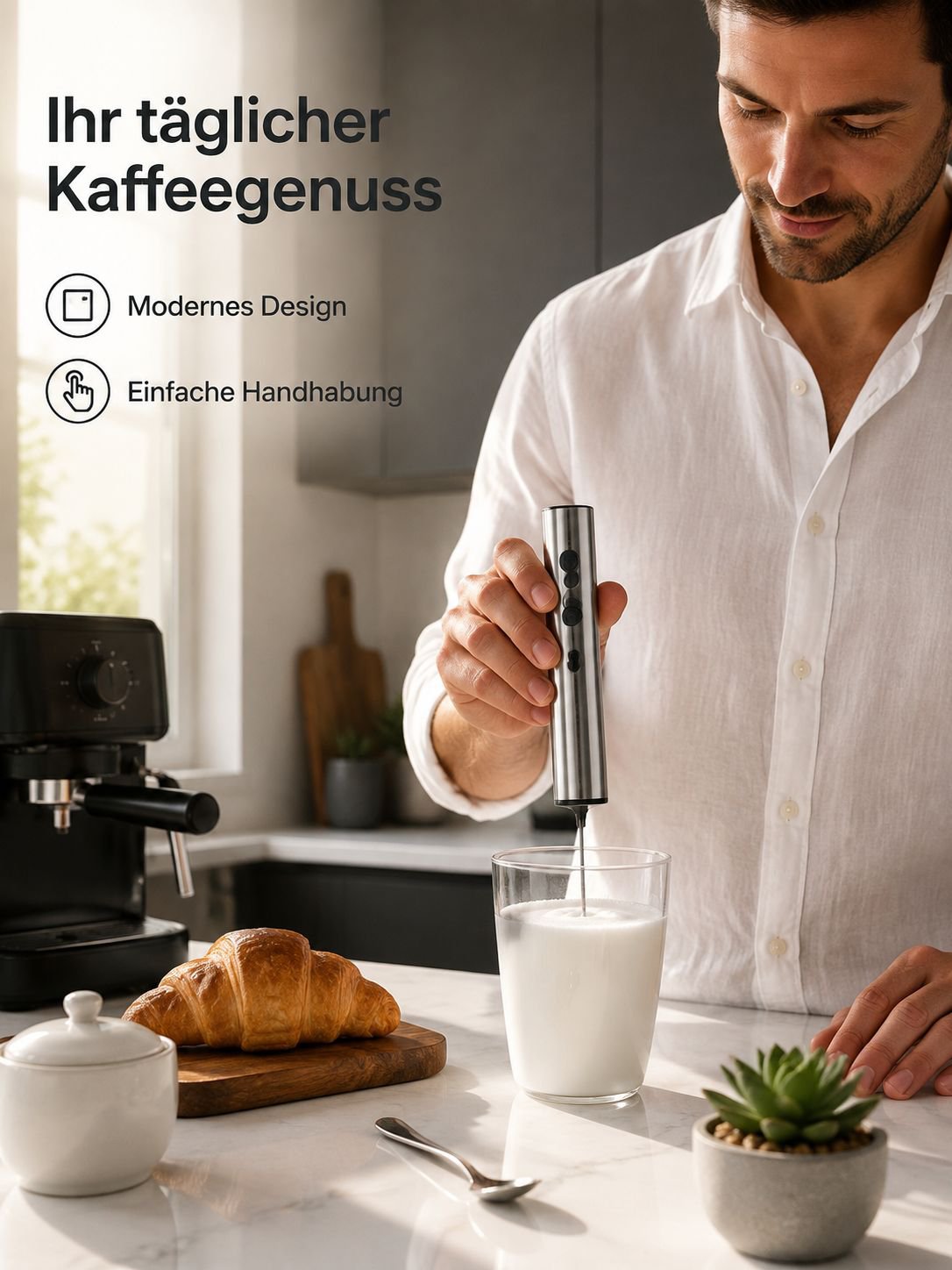 Multifunktionaler Handaufschäumer Sahnequirl