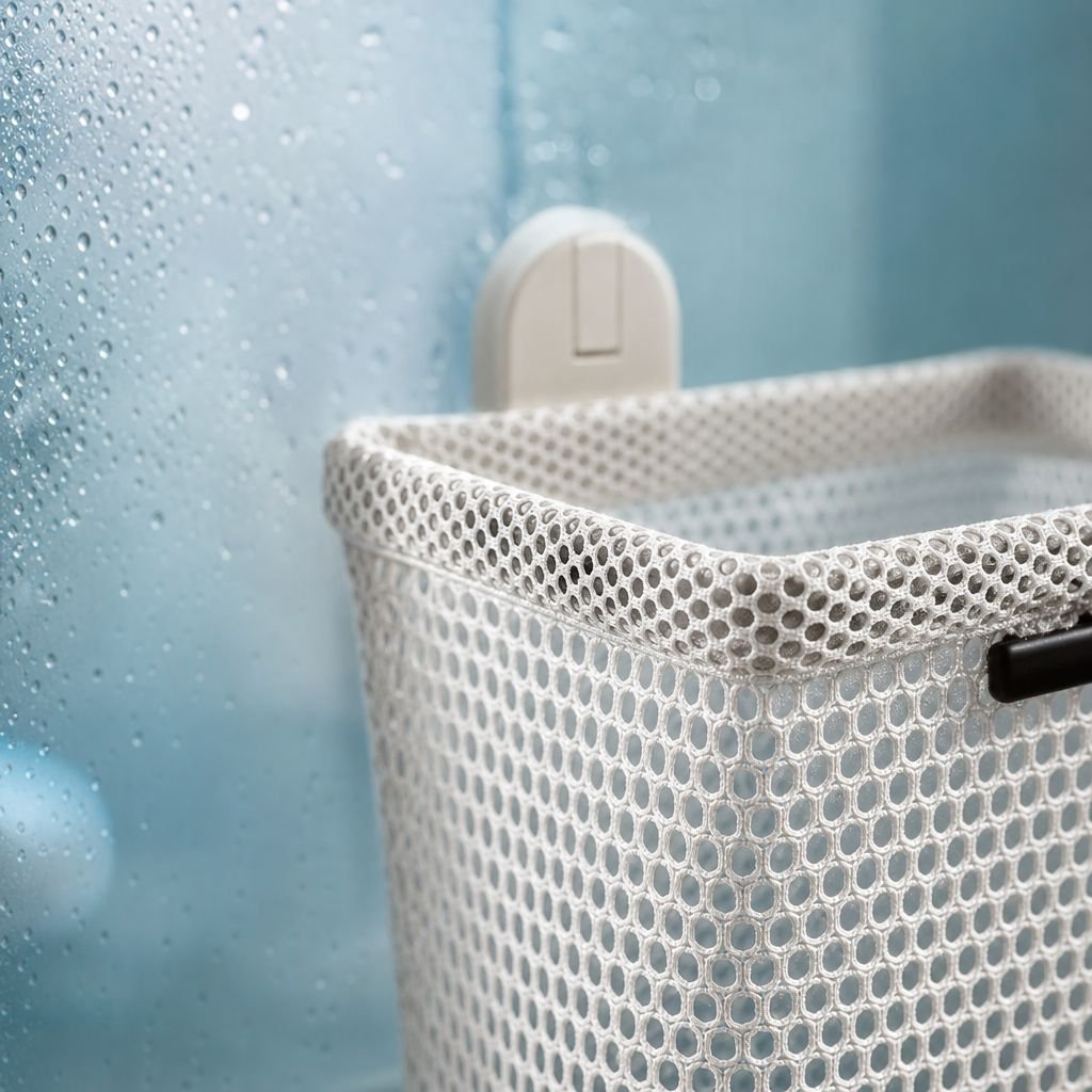 Double Suction Cup Wall-Mounted Foldable Breathable Laundry Basket, Suitable for Bathroom