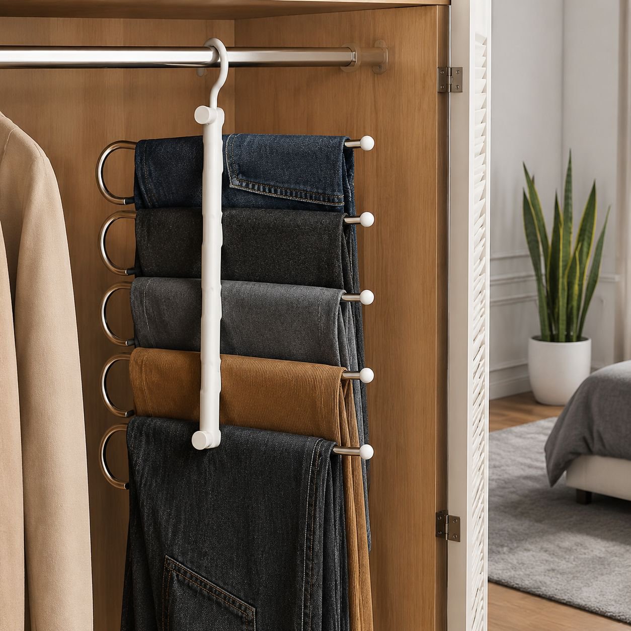 Non-slip pants rack for small closets